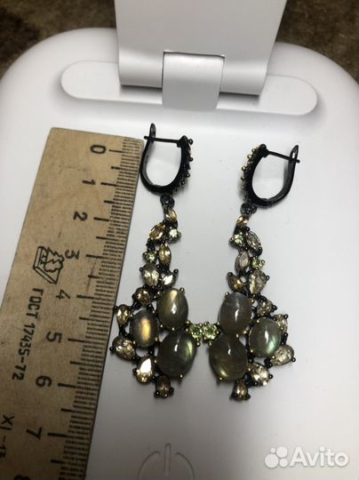 Серьги лабродор Тайское серебро в чернении