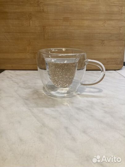 Стеклянная кружка с двойными стенками сердечко