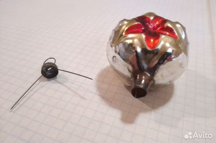 Елочная игрушка Шар со звездой агитация СССР