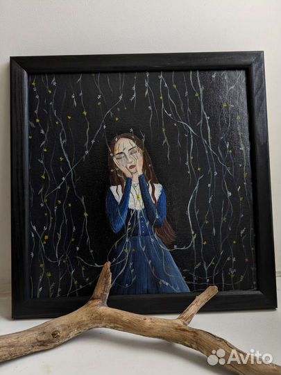 Картина маслом В растениях 30x30