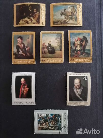 Марки искусство, эрмитаж, третьяковская галерея