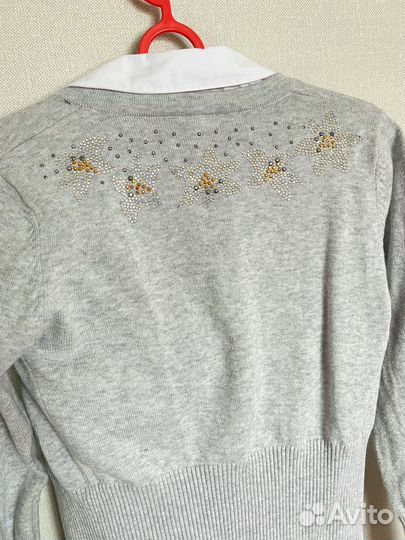 Блузка школьная+кофта 122-128