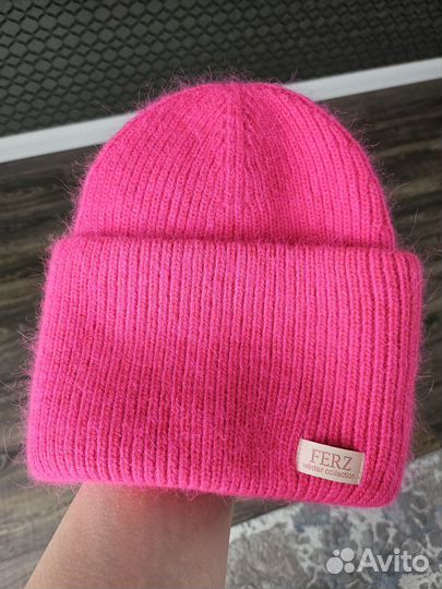 Шапка женская ангора фуксия