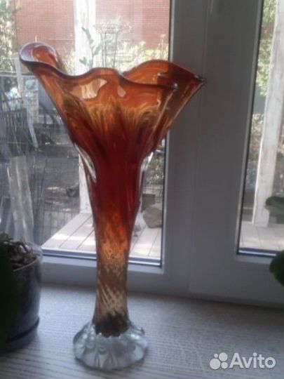 Ваза цветное стекло чехословакия богемия