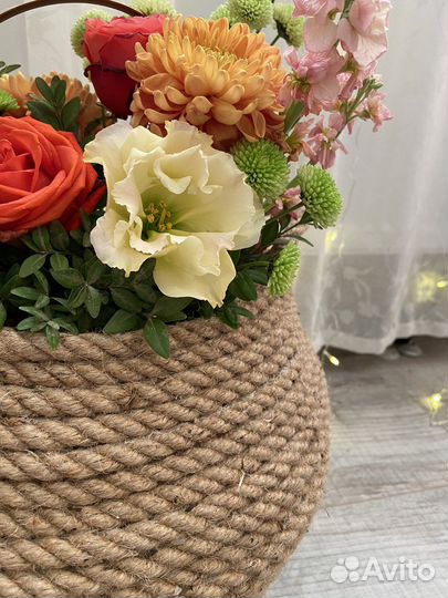 Корзина из джута большая 35 см высотой