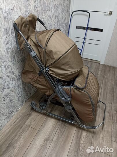 Детские санки коляска с большими колесами