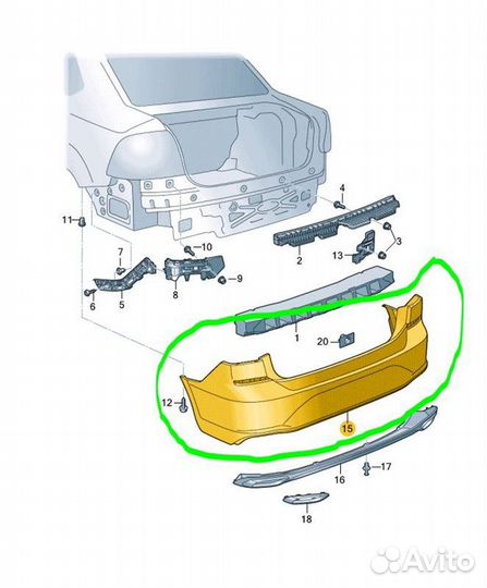 Бампер задний Volkswagen Polo CWV 813497 2020