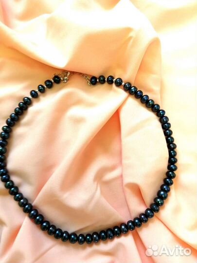 Комплект из натурального чёрного жемчуга