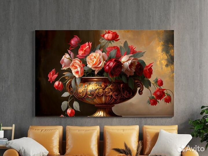 Картина натюрморт с цветами Золотые мгновения