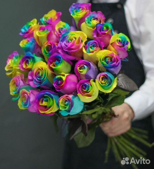 Радужные розы Цветы Доставка