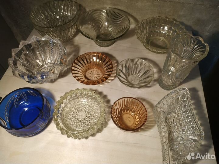 Ваза салатник конфетница цветное стекло СССР