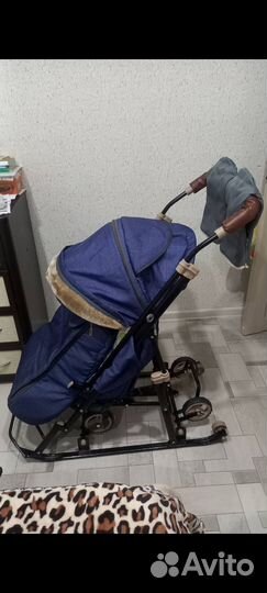 Детские санки коляска с колесами