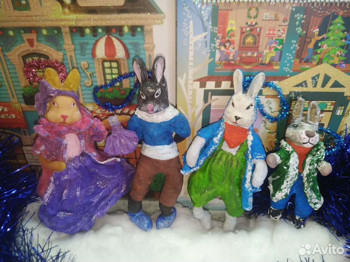 Ватные елочные игрушки новые ручной работы