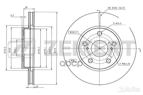 Диск торм. перед. Toyota Auris (E150) 07- Coro