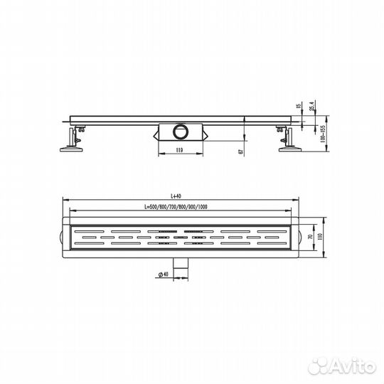 Душевой лоток черный Raglo R650.60.06