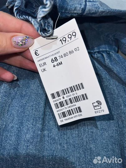 Новое джинсовое платье на девочку 68р, H&M