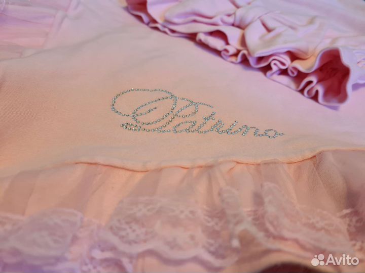 Плед летний на выписку хлопковый с рюшами и бантом