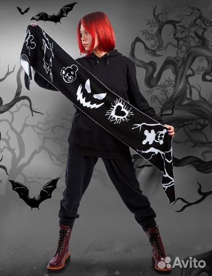 Новый шарф с аниме принтом дрейн стиль y2k