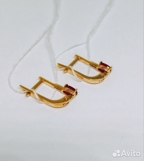 Золотые серьги 585 пробы с рубинами