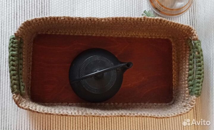 Поднос.Прямоугольная корзина. Корзина из джута
