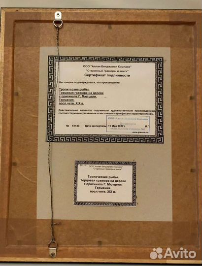 Две немецкие гравюры с сертификатом