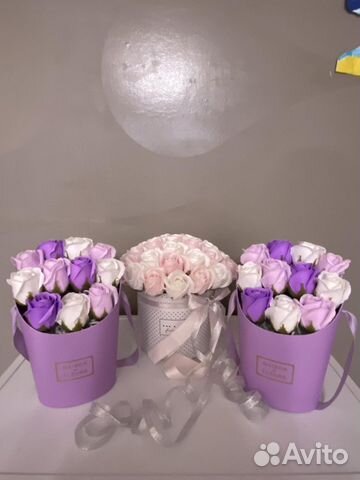 Букет мыльных роз на 8 Марта, цветы, пионы