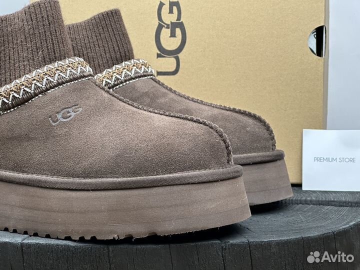 Угги UGG Tazz Knit с носком шоколадные
