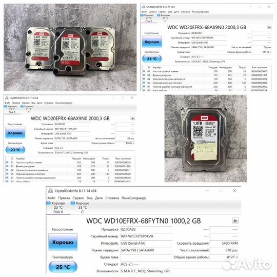 Жесткие диски 1tb 2tb WD Red Purple Black