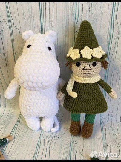 Вязаный муми тролль и снуснумрик игрушки