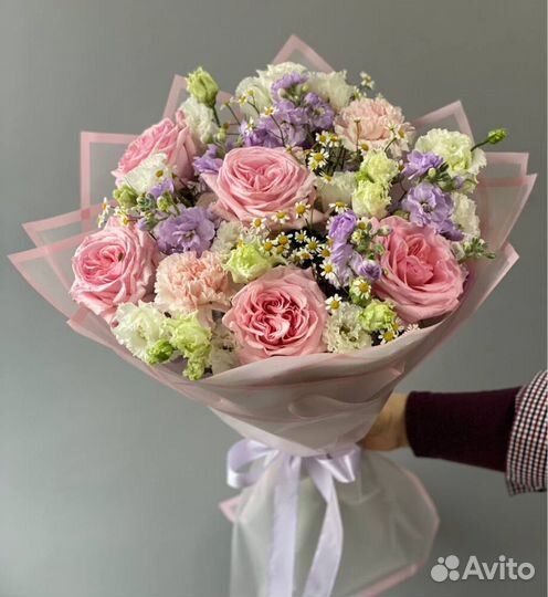 Букеты нежно-сиреневого и розового цвета. Доставка