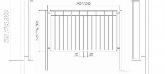 Металлический забор чертеж