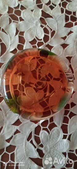 Чешская пепельница, гутное стекло