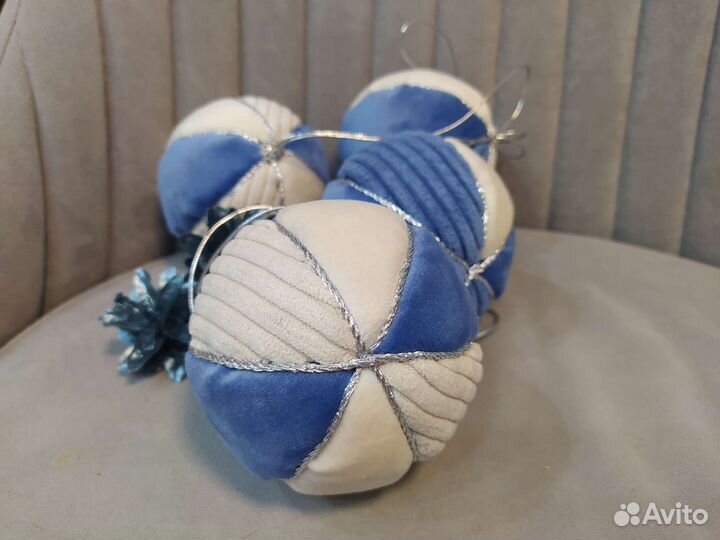 Набор новогодних шаров 4шт сине-белый