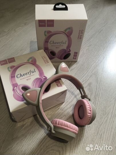 Беспроводные наушники Hoco W27 Cat ear, розовый