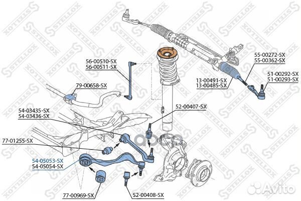 Рычаг нижний левый BMW E87 04/E90 05 5405053SX