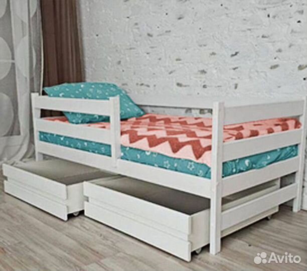 Кроватка высокий борт детская софа эко из натураль