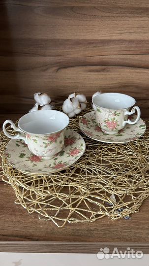 Чашки с блюдцами фарфор Б/У