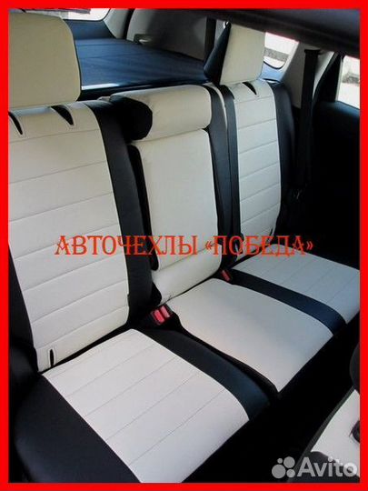 Чехлы Honda CR-V 4 из экокожи чёрно-белые Классика