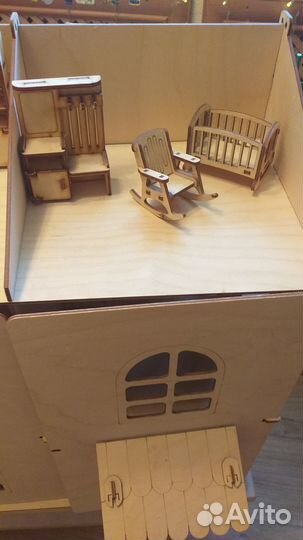 Кукольный деревянный домик игрушечный