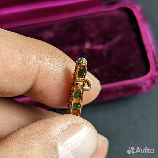 Старинная золотая брошь с бирюзой Англия