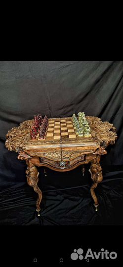 Резные нарды + шахматы ручнлй работы