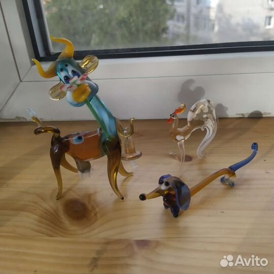 Стеклянные фигурки животных