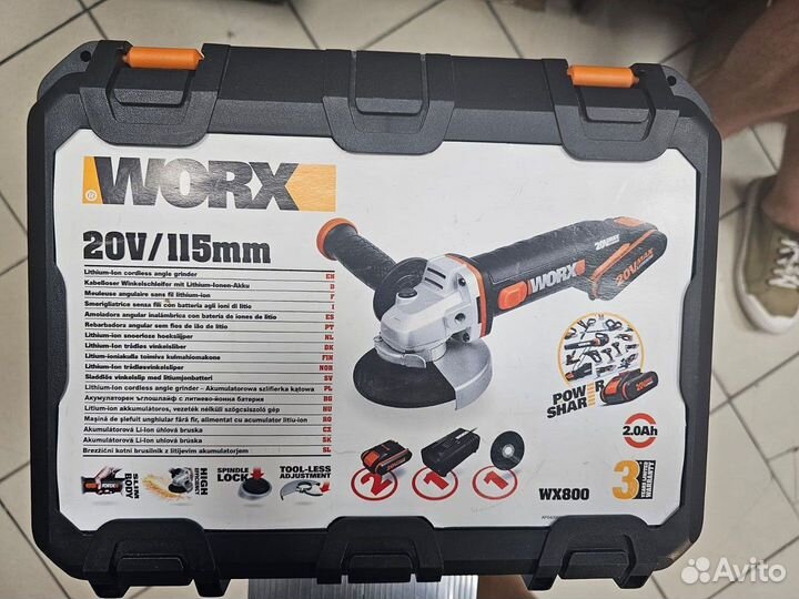 Аккумуляторная угловая шлифмашина worx кейс WX800