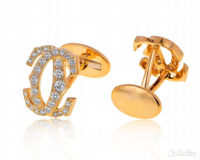 Золотые запонки с бриллиантами 2.25ct Cartier