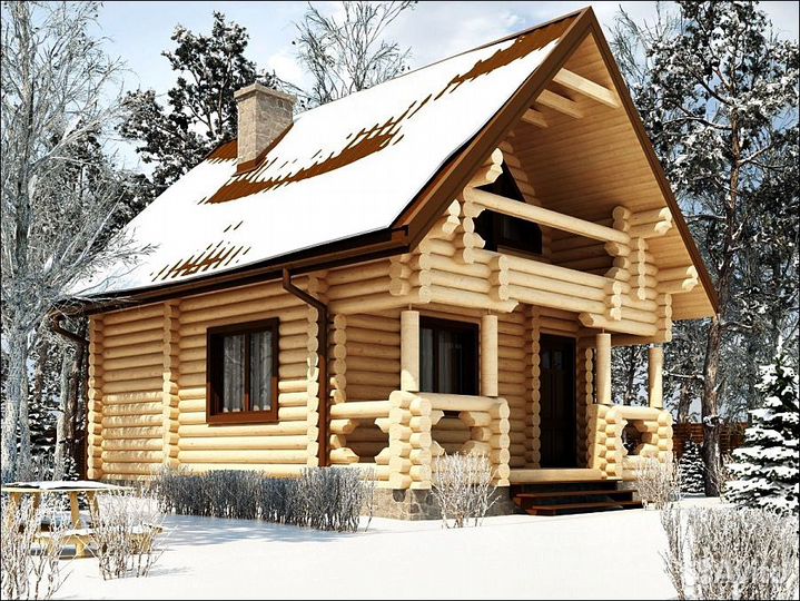 Строительство сруба дома-бани из бревна 5700х7200м