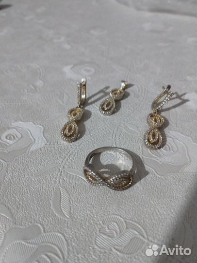 Серьги и кольцо серебро, серебряные изделия