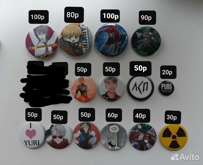 Значки пины аниме