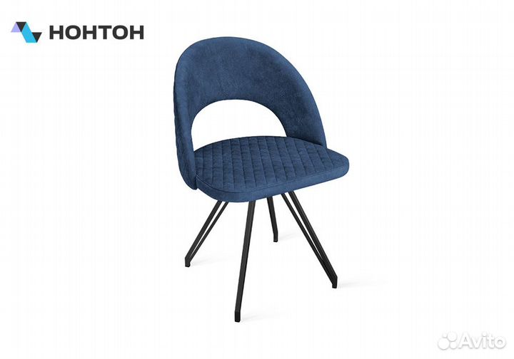 Стул Гэтсби К4 черный муар / микровелюр темно-синий