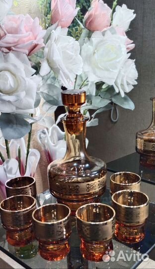 Набор штоф / графин и 6 стопок. Чехия Богемия