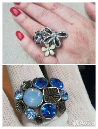 Кольцо бижутерия. крупное